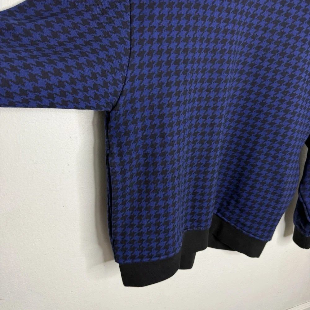 Adidas Ivy Park Blue Black Houndstooth Pockets Crewneck Sweatshirt Men's Small